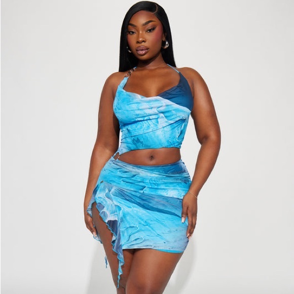🆕 In Your Dreams Mesh Mini Dress - Blue - Picture 1 of 4